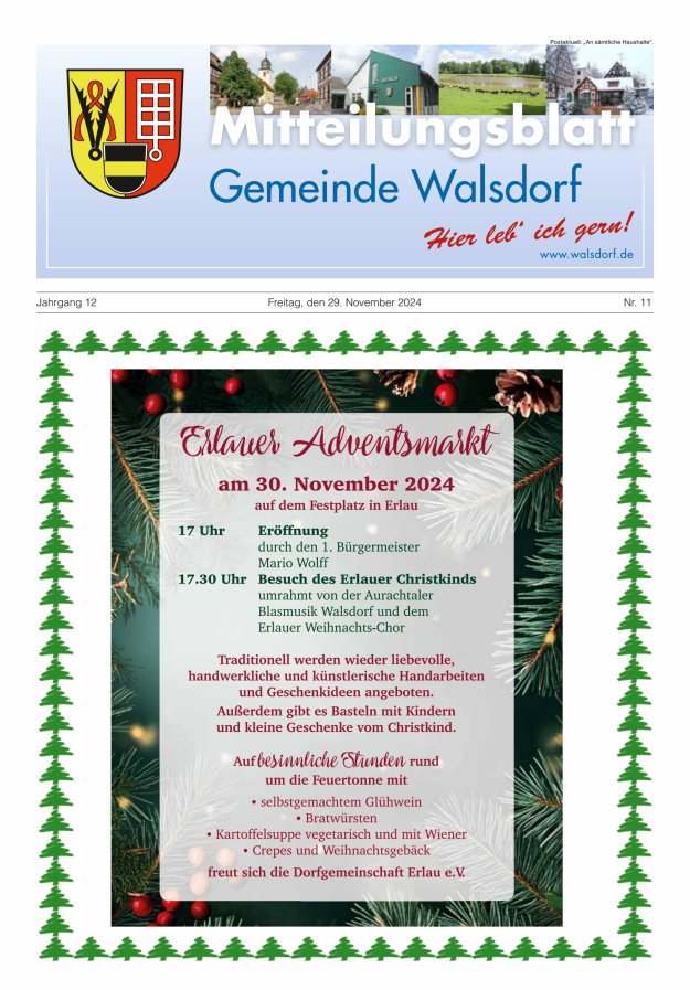 Mitteilungsblatt Gemeinde Walsdorf Titelblatt 11/2024