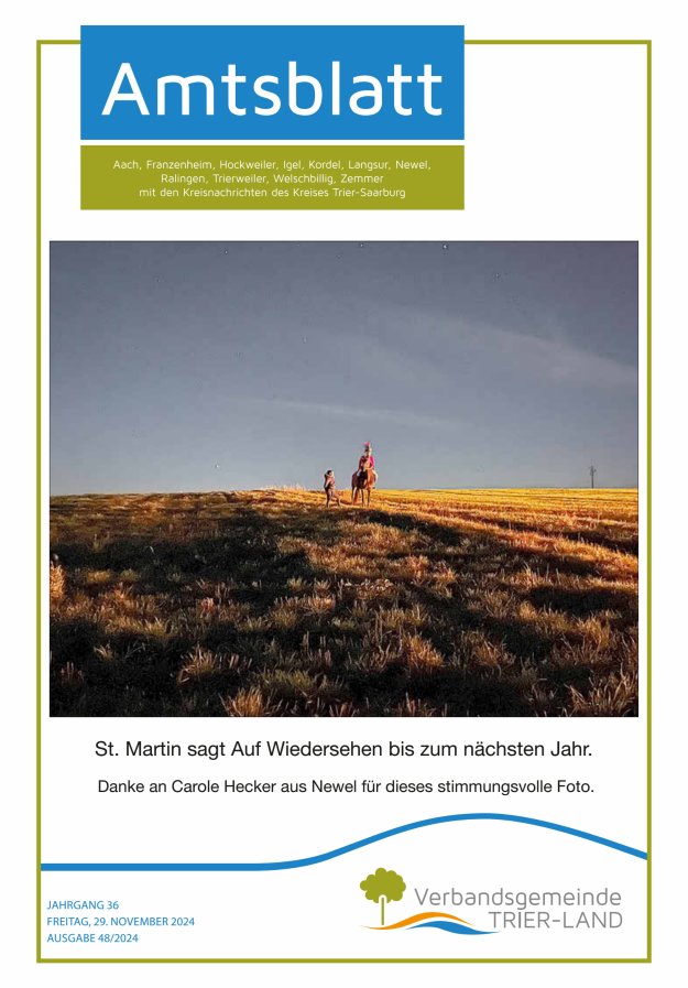 Amtsblatt VG Trier-Land Titelblatt 48/2024