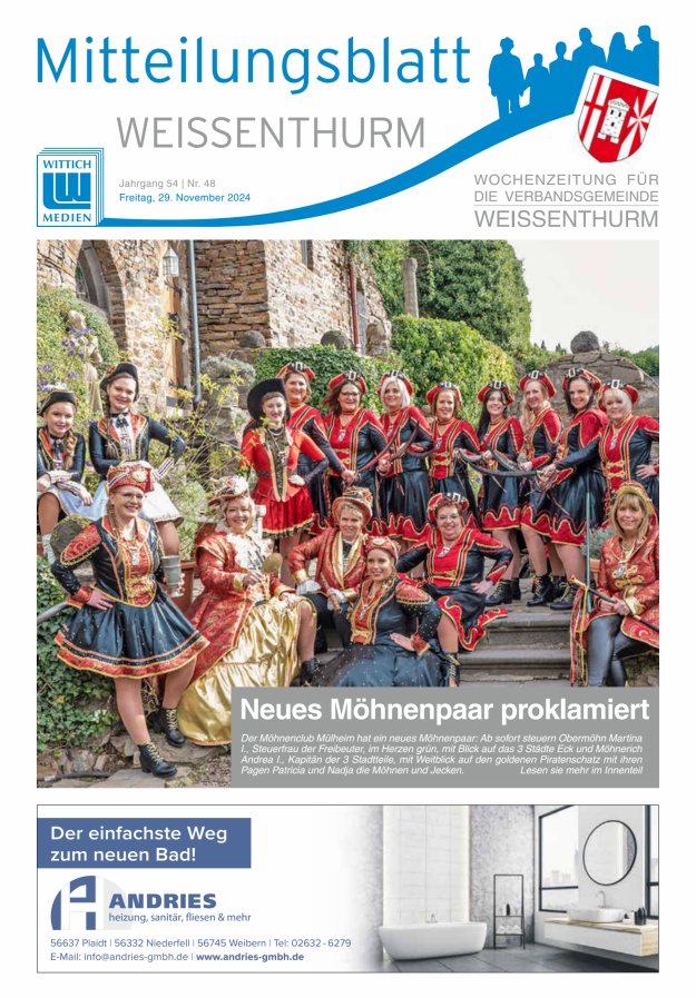 Mitteilungsblatt für den Bereich der Verbandsgemeinde Weißenthurm Titelblatt 48/2024