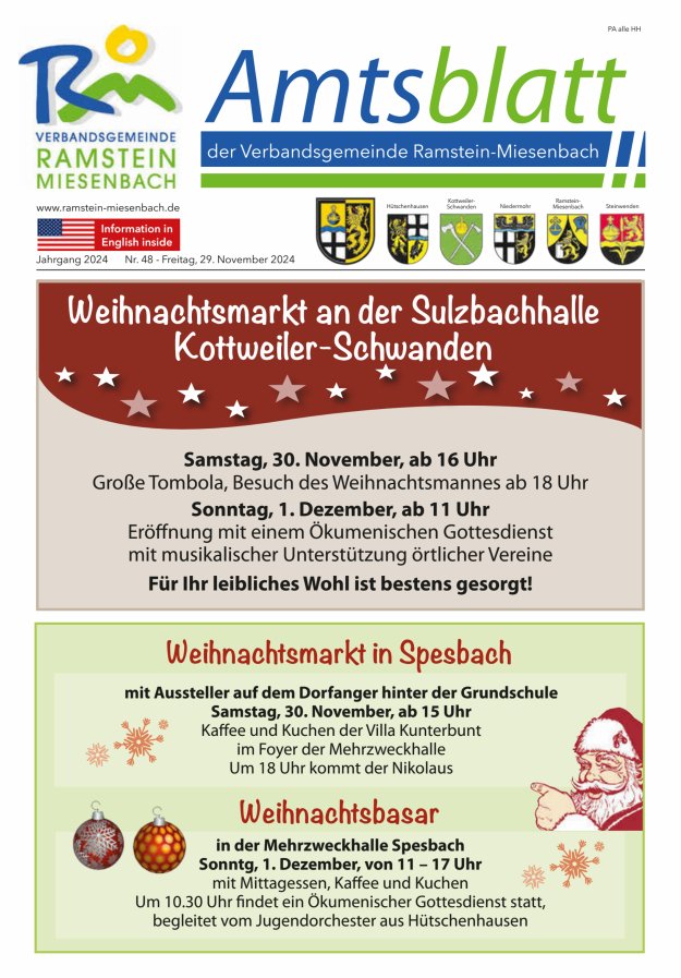 Amtsblatt VG Ramstein-Miesenbach Titelblatt 48/2024