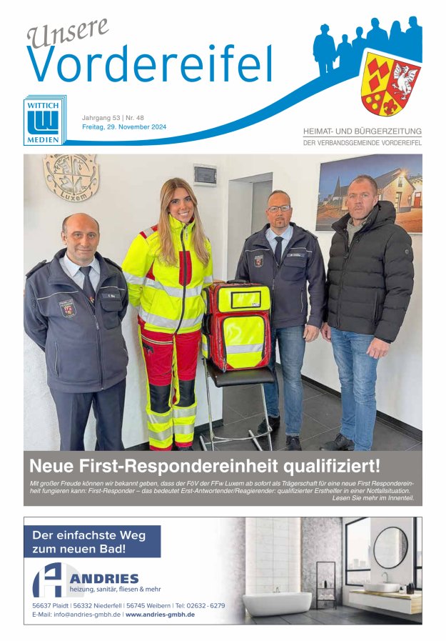 Mitteilungsblatt Vordereifel - Heimat- u Bürgerzeitung der VG Vordereifel Titelblatt 48/2024