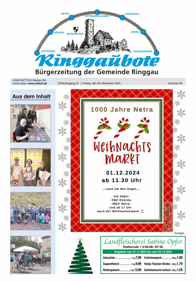 Ringgaubote Titelblatt 48/2024