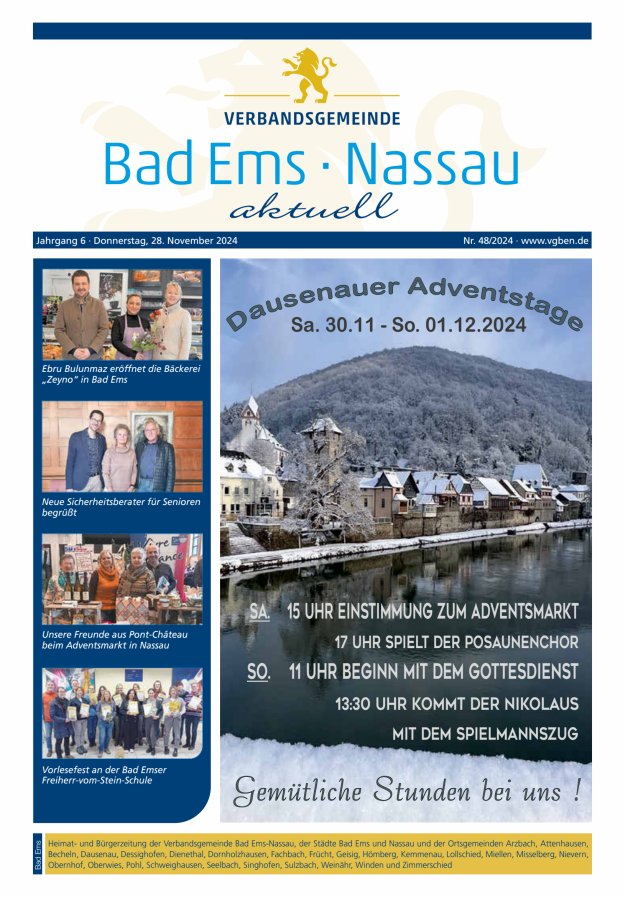 Bad Ems-Nassau aktuell Ausgabe Bad Ems Titelblatt 48/2024
