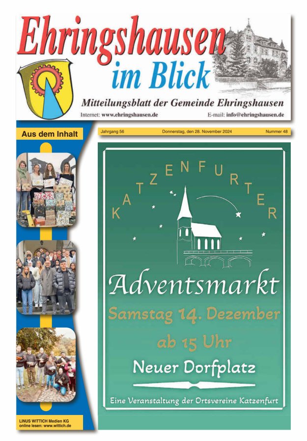 Mitteilungsblatt der Gemeinde Ehringshausen Titelblatt 48/2024