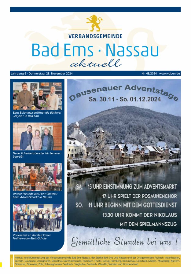 Bad Ems-Nassau aktuell Ausgabe Nassau Titelblatt 48/2024