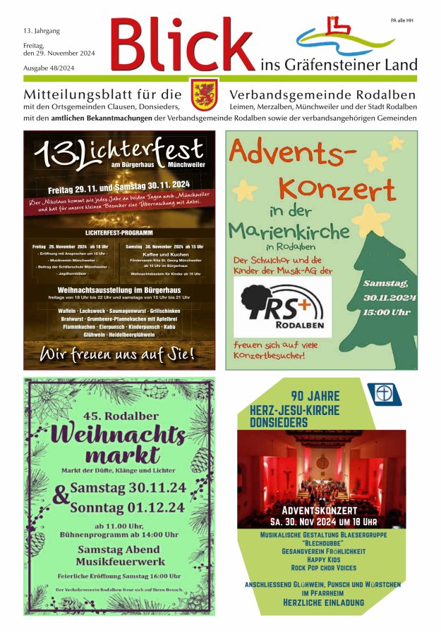 Blick ins Gräfensteiner Land VG Rodalben Titelblatt 48/2024