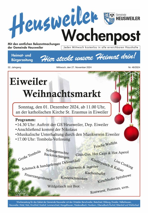Heusweiler Wochenpost Titelblatt 48/2024