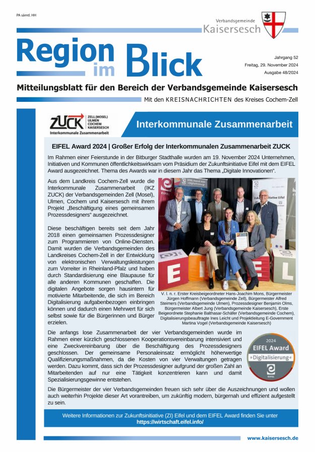 Region im Blick VG Kaisersesch Titelblatt 48/2024
