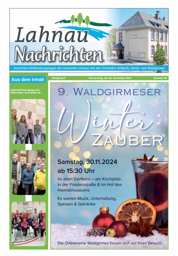 Lahnau Nachrichten Titelblatt 48/2024
