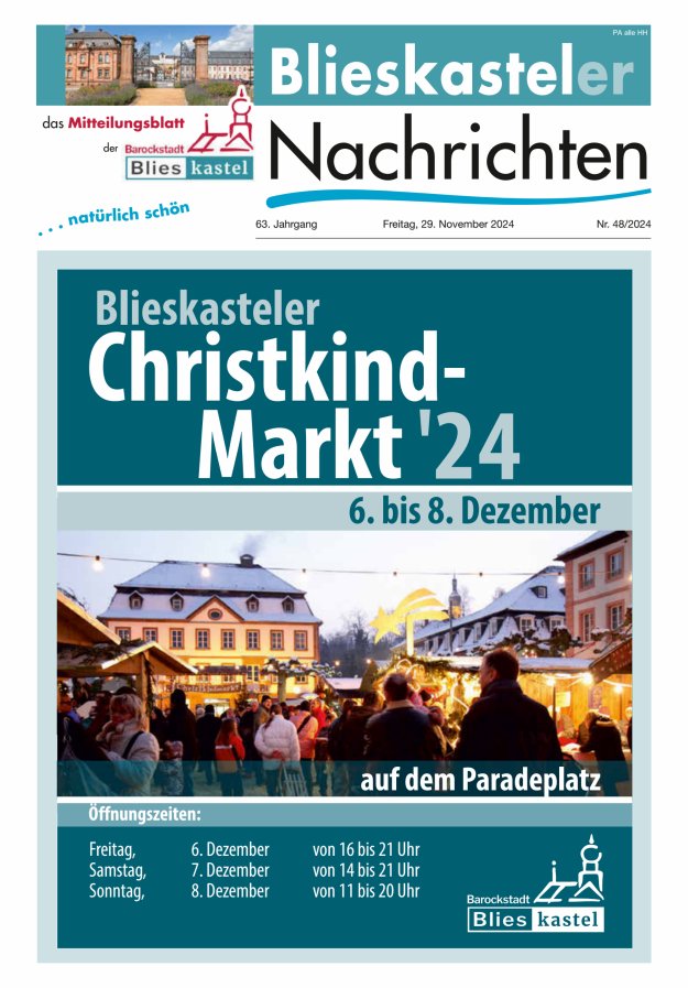 Blieskasteler Nachrichten  Titelblatt 48/2024