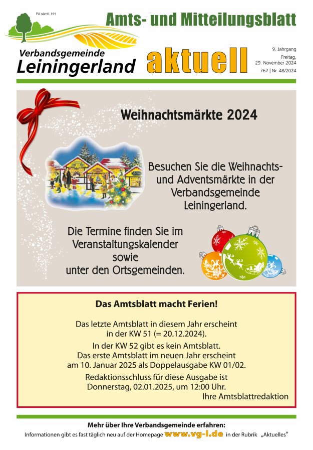 VG Leiningerland aktuell Titelblatt 48/2024