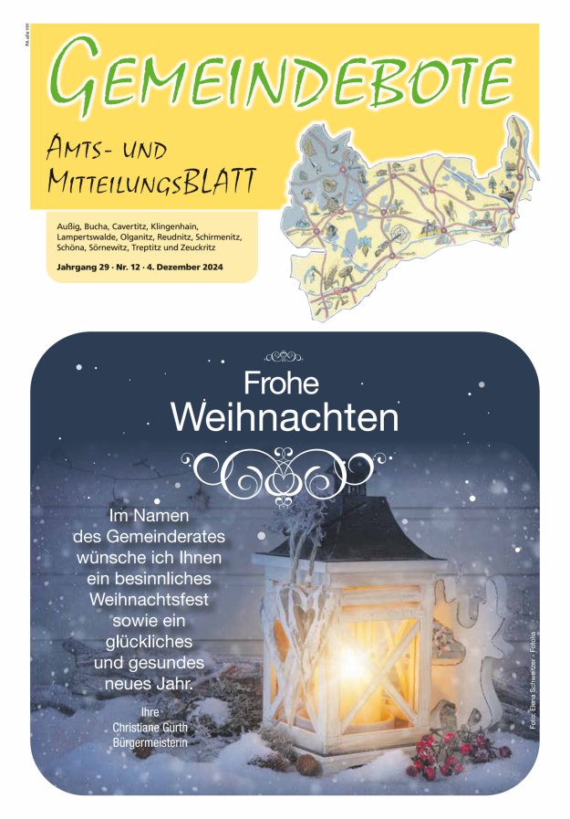 Gemeindebote - Amts- und Mitteilungsblatt Titelblatt 12/2024