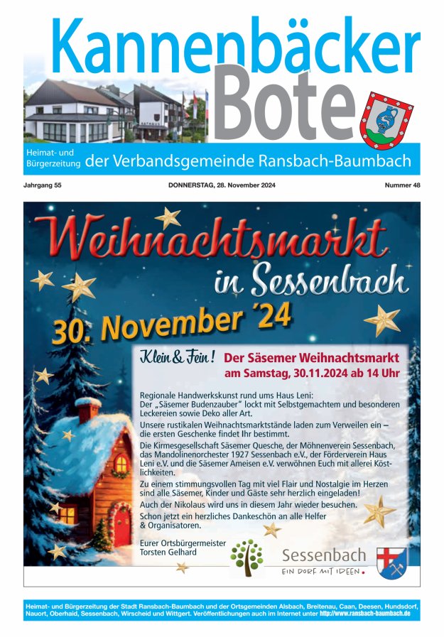 Kannenbäcker-Bote der Verbandsgemeinde Ransbach-Baumbach Titelblatt 48/2024