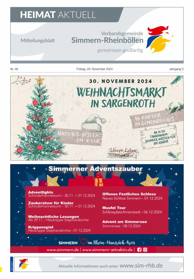 Heimat Aktuell - Mitteilungsbl der VG Simmern-Rheinböllen Ausg Simmern Titelblatt 48/2024