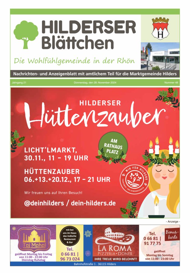 Hilderser Blättchen Titelblatt 48/2024