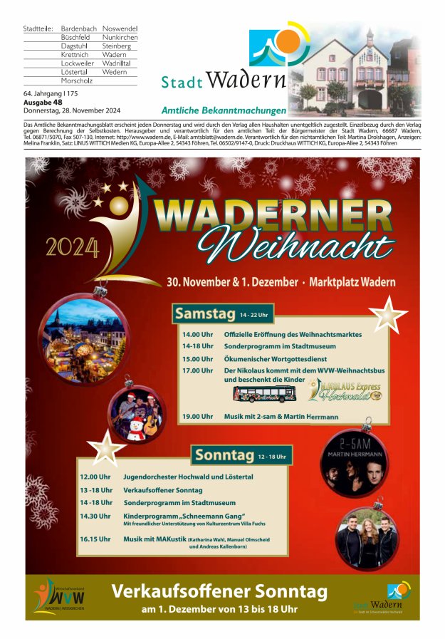 Stadt Wadern Titelblatt 48/2024