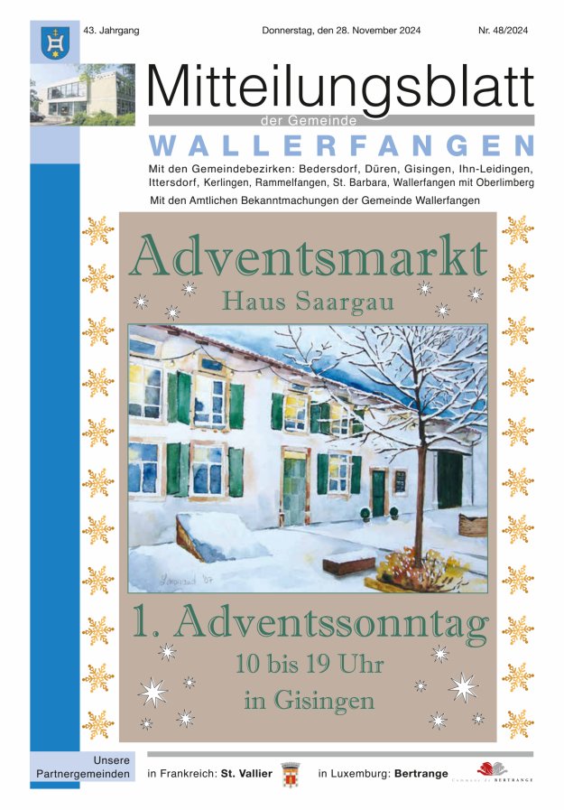 Mitteilungsblatt Gemeinde Wallerfangen Titelblatt 48/2024