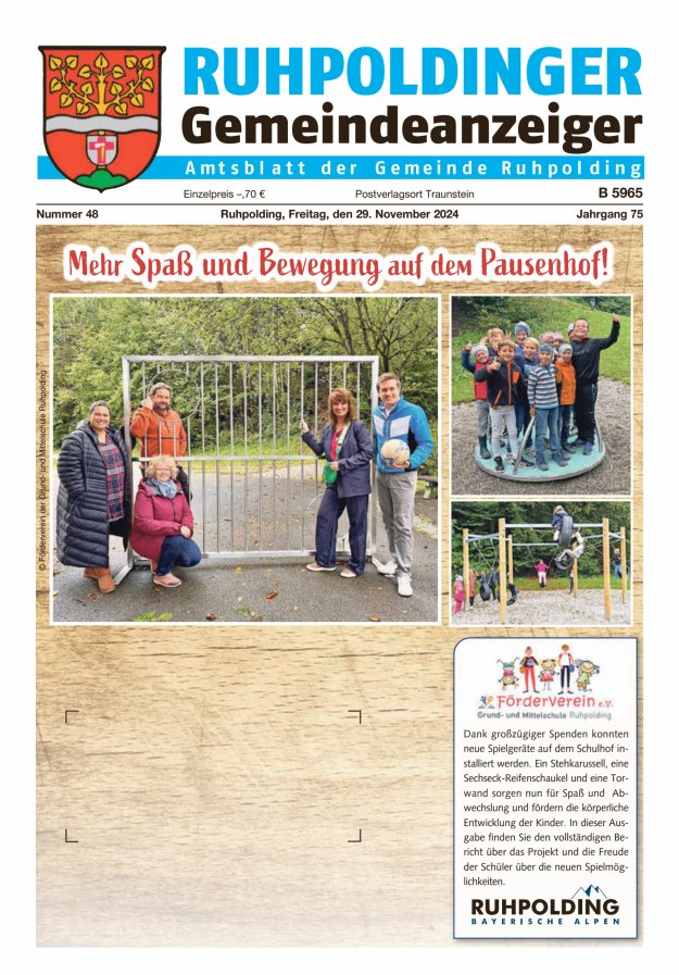 Ruhpoldinger Gemeindeanzeiger Titelblatt 48/2024
