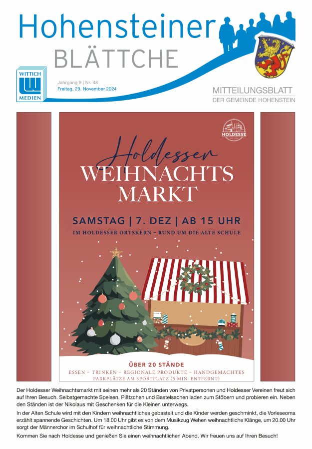 Hohensteiner Blättche Titelblatt 48/2024
