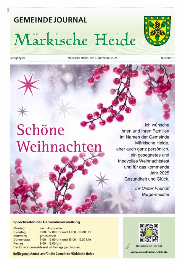 Gemeindejournal Märkische Heide – Amtsblatt für die Gemeinde Märkische Heide Titelblatt 12/2024
