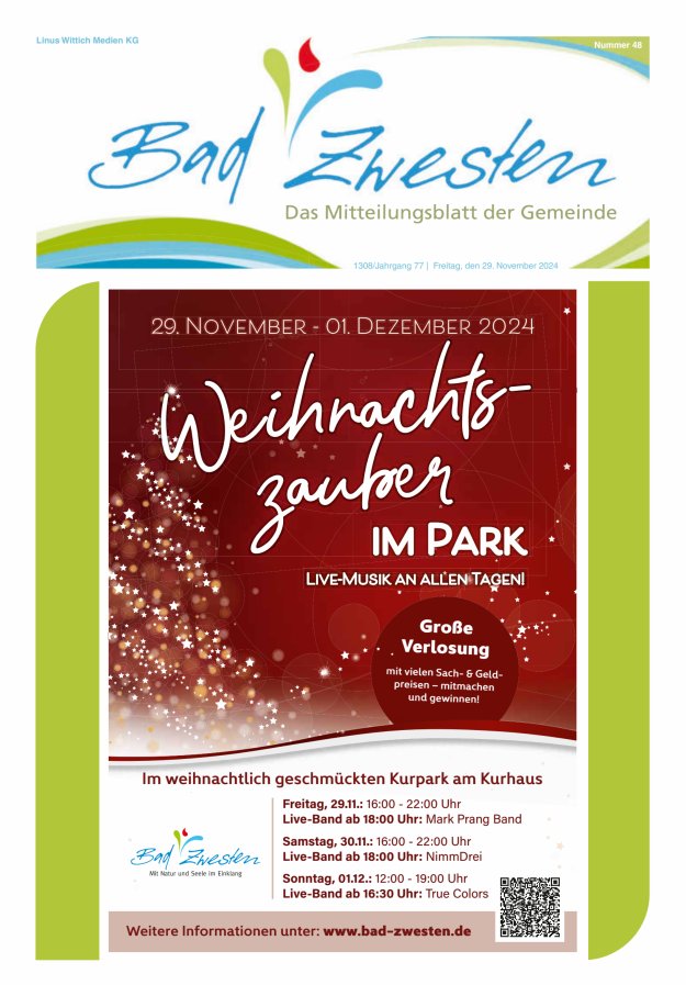 Heimatzeitung Bad Zwesten Titelblatt 48/2024