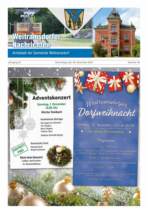 Weitramsdorfer Nachrichten Titelblatt 48/2024