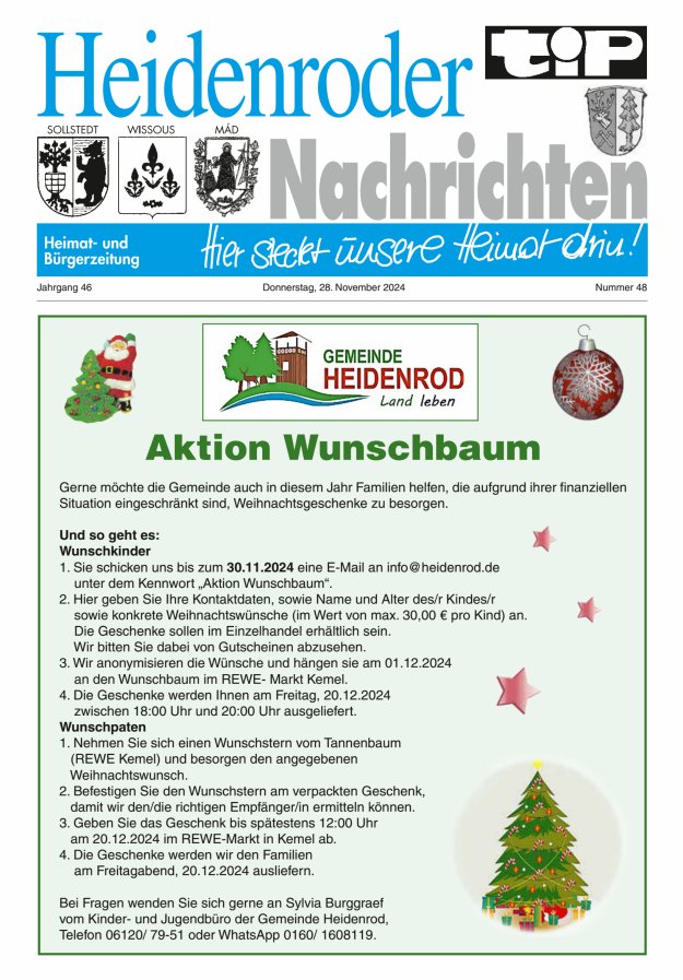 "tip" Heidenroder Nachrichten Titelblatt 48/2024