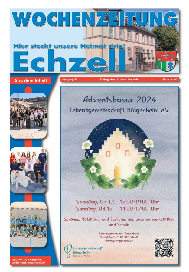 Wochenzeitung für die Gemeinde Echzell Titelblatt 48/2024