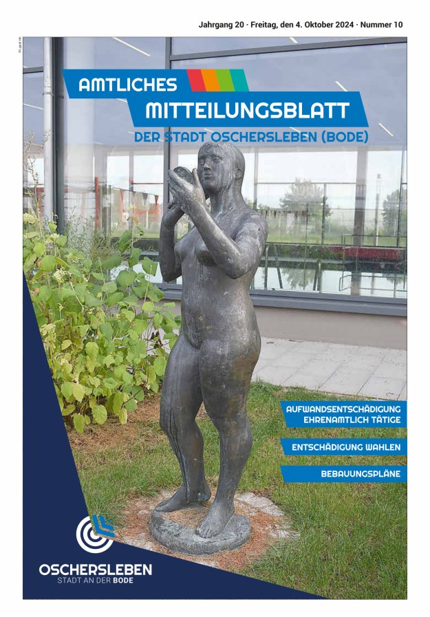 Amtliches Mitteilungsblatt der Stadt Oschersleben (Bode) und ihrer Ortsteile Titelblatt 10/2024