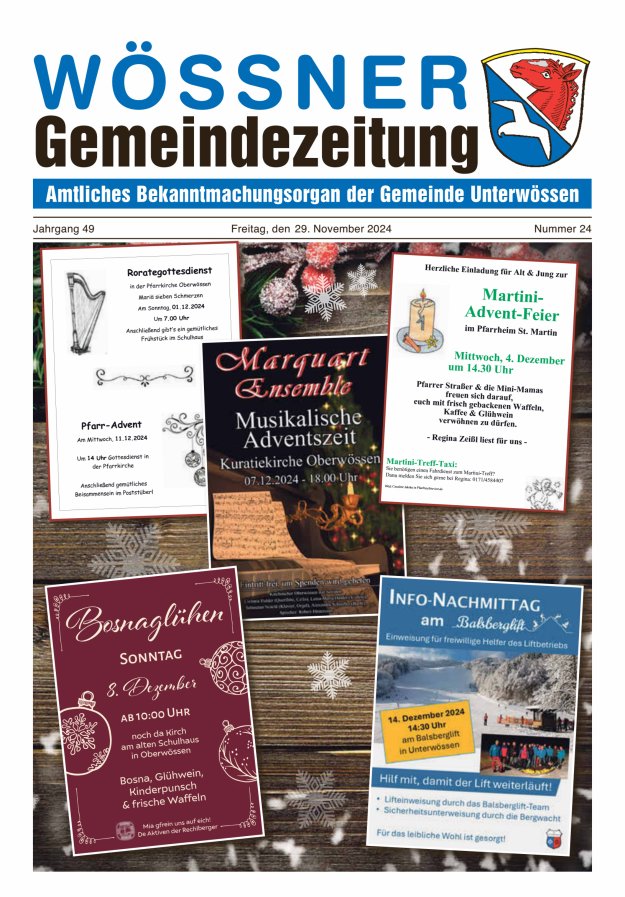 Wössner Gemeindezeitung Amtliches Bekanntmachungsorgan der Gemeinde Unterwössen Titelblatt 24/2024