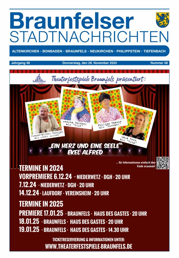 Braunfelser Stadtnachrichten Titelblatt 48/2024