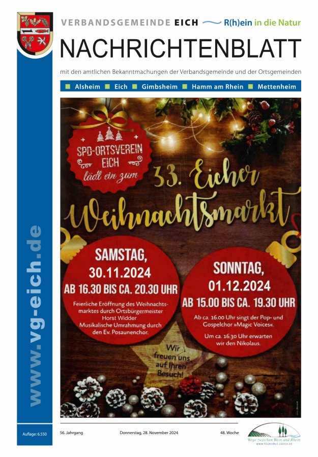 Nachrichtenblatt der VG Eich Titelblatt 48/2024