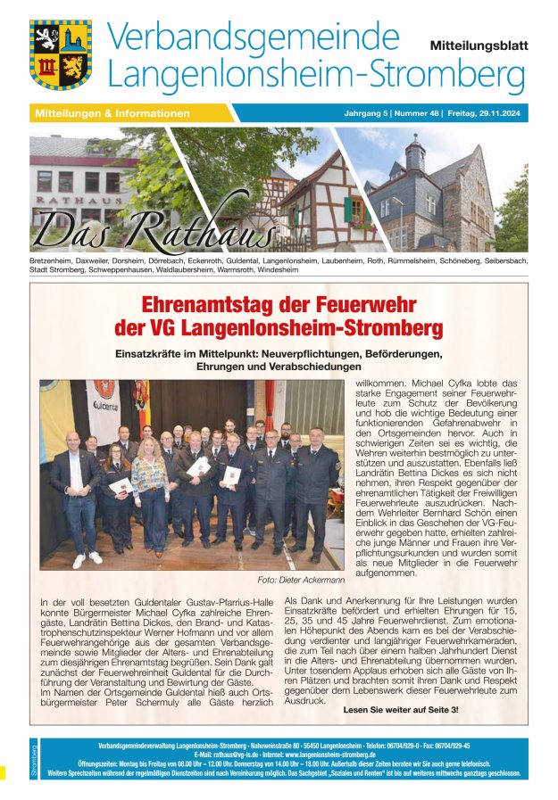 Das Rathaus - MTB d VG Langenlonsheim-Stromberg  Titelblatt 48/2024
