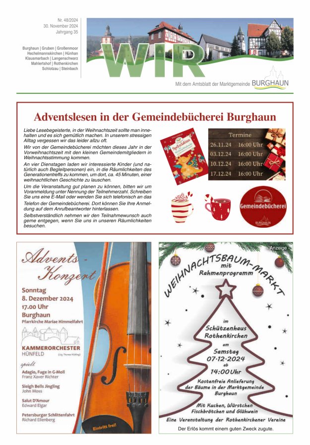 WIR - mit Amtsblatt der Marktgemeinde Burghaun Titelblatt 48/2024