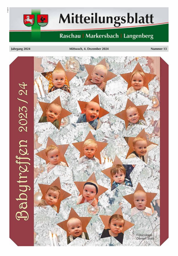 Mitteilungsblatt der Gemeinde Raschau-Markersbach Titelblatt 13/2024