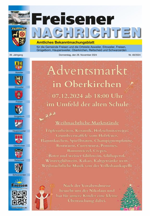 Freisener Nachrichten Titelblatt 48/2024