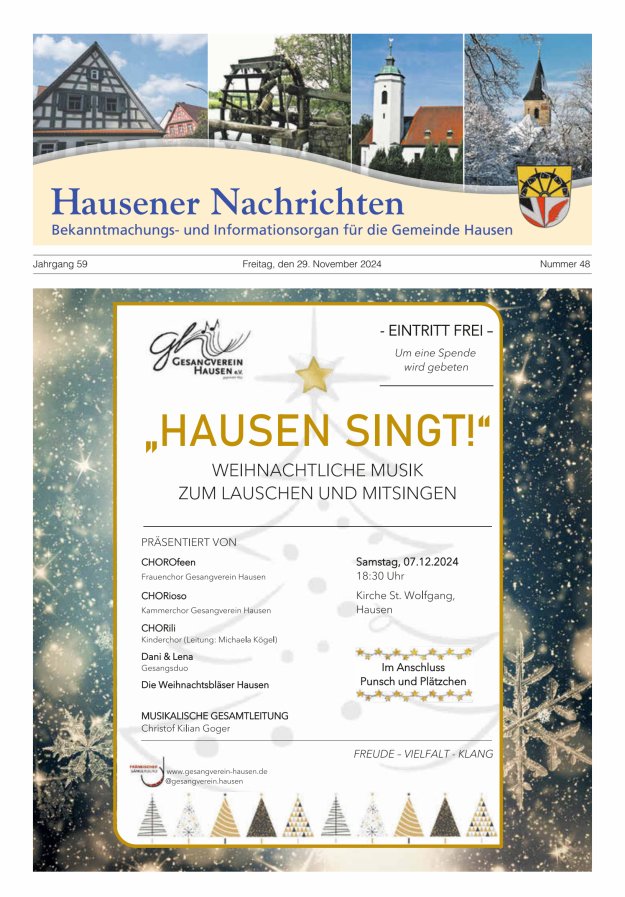 Hausener Nachrichten Titelblatt 48/2024
