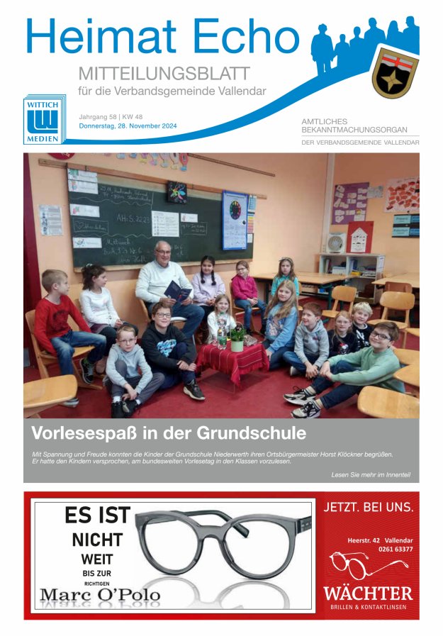 Heimat-Echo - Heimat- und Bürgerzeitung Verbandsgemeinde Vallendar Titelblatt 48/2024