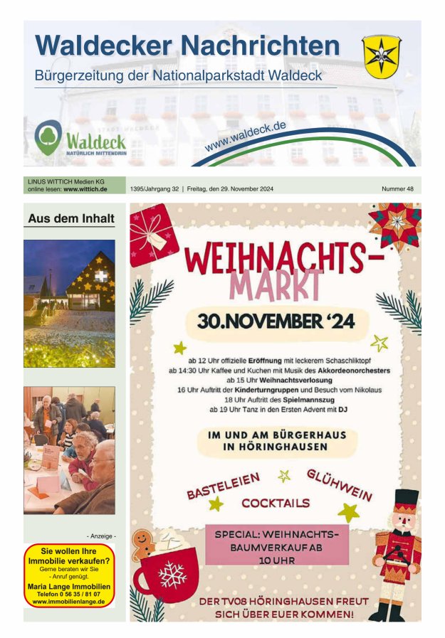 Waldecker Nachrichten Titelblatt 48/2024