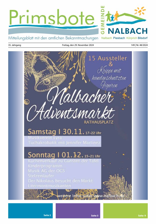 Primsbote Gemeinde Nalbach Titelblatt 48/2024