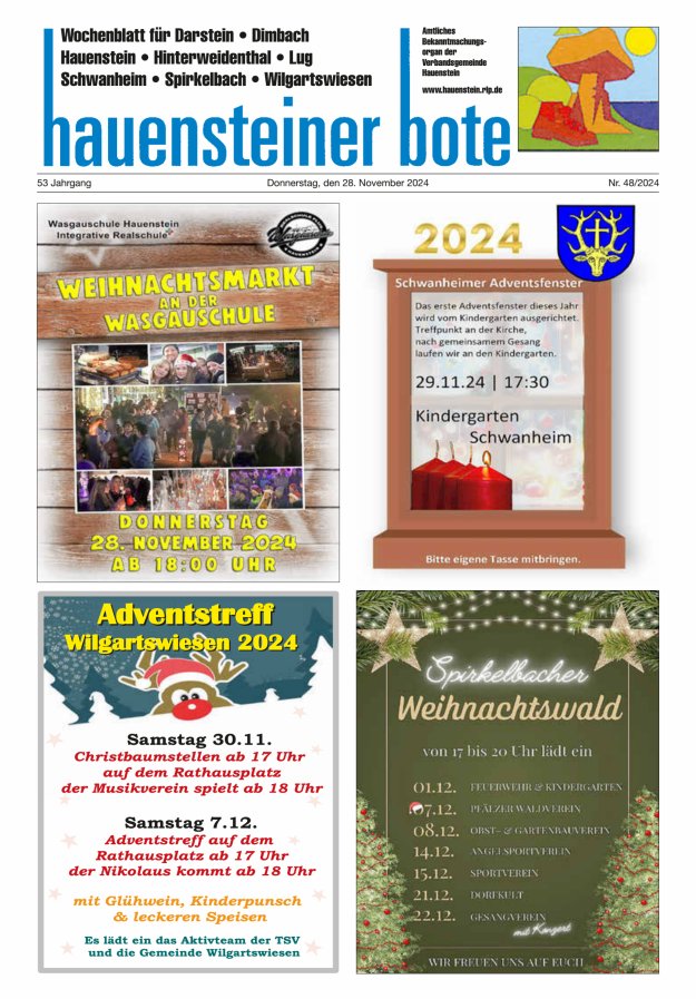 Hauensteiner Bote Titelblatt 48/2024