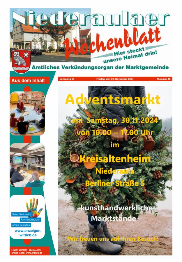 Niederaulaer Wochenblatt Titelblatt 48/2024