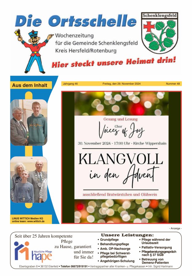 Die Ortsschelle Titelblatt 48/2024