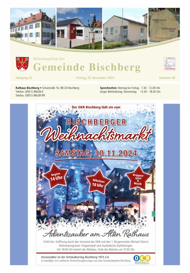 Mitteilungsblatt der Gemeinde Bischberg Titelblatt 48/2024