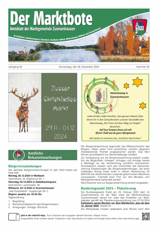 Zusmarshausen - Der Marktbote Titelblatt 48/2024