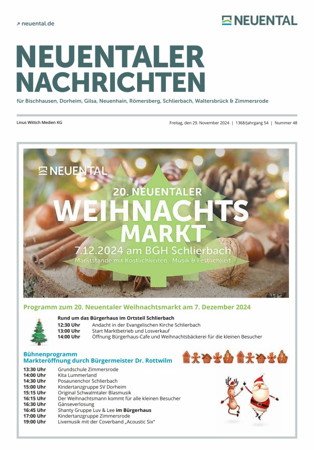 Neuentaler Nachrichten Titelblatt 48/2024