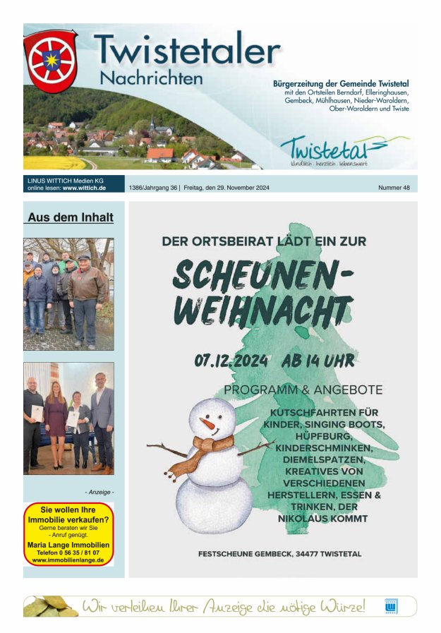 Twistetaler Nachrichten Titelblatt 48/2024