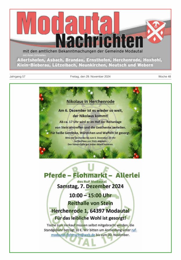 Modautal-Nachrichten Titelblatt 48/2024