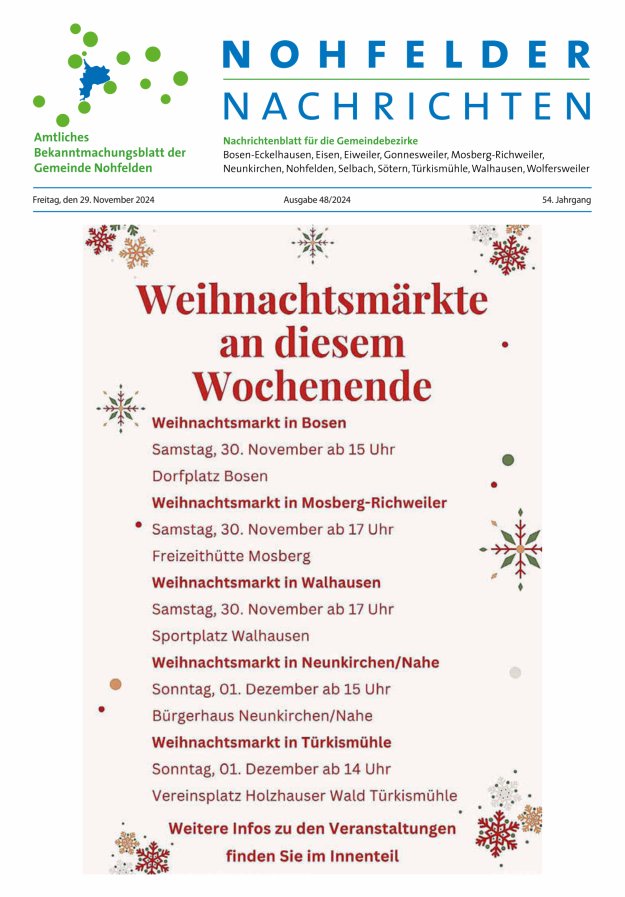 Nohfelder Nachrichten Titelblatt 48/2024