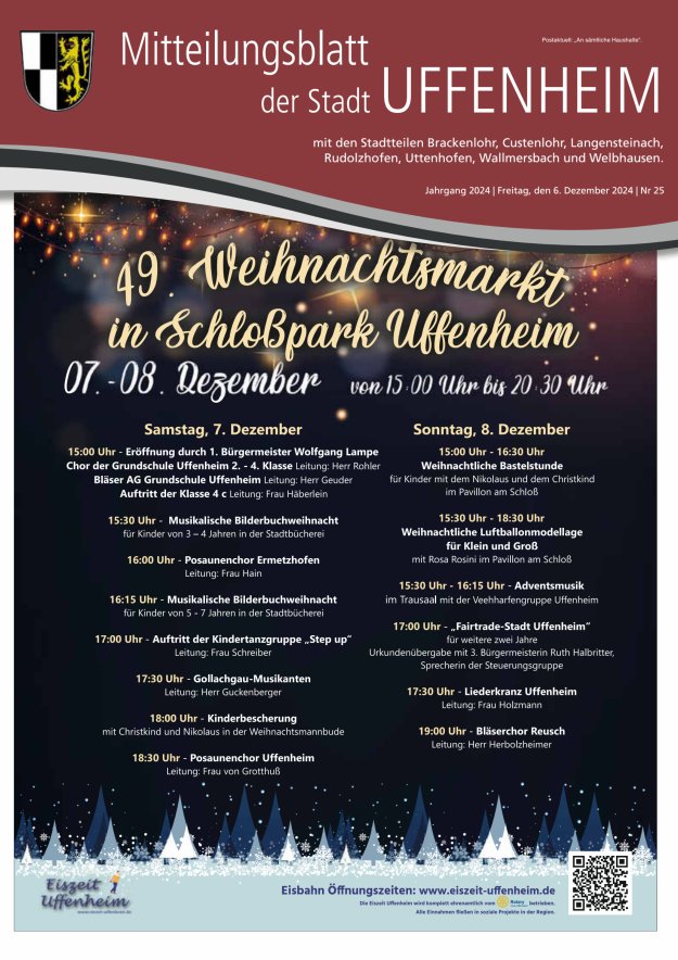 Mitteilungsblatt der Stadt Uffenheim Titelblatt 25/2024